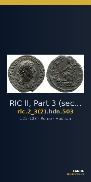 RIC II, Part 3 (second edition) Hadrian 503 — CANOA