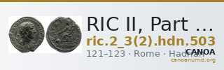 RIC II, Part 3 (second edition) Hadrian 503 — CANOA