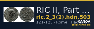 RIC II, Part 3 (second edition) Hadrian 503 — CANOA