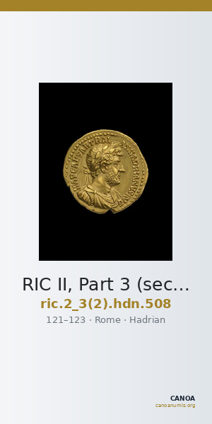 RIC II, Part 3 (second edition) Hadrian 508 — CANOA