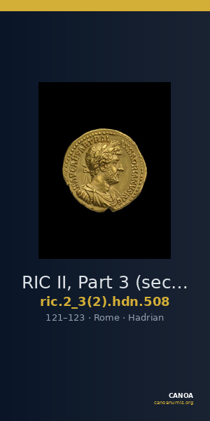 RIC II, Part 3 (second edition) Hadrian 508 — CANOA