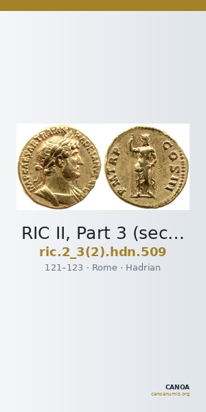 RIC II, Part 3 (second edition) Hadrian 509 — CANOA