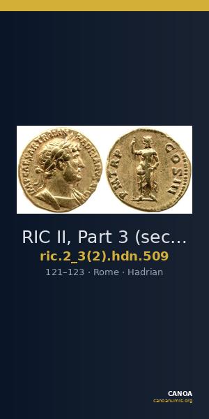 RIC II, Part 3 (second edition) Hadrian 509 — CANOA