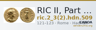 RIC II, Part 3 (second edition) Hadrian 509 — CANOA