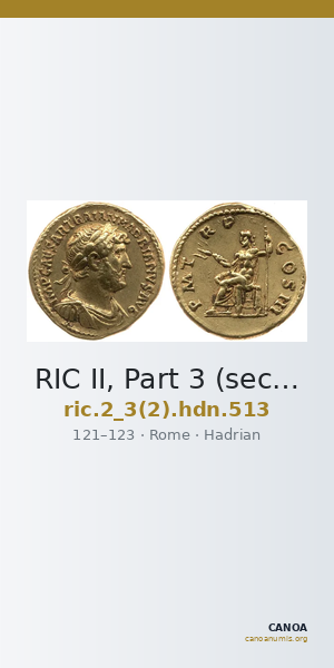 RIC II, Part 3 (second edition) Hadrian 513 — CANOA