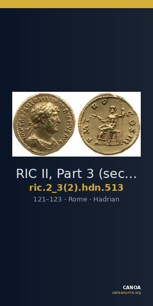 RIC II, Part 3 (second edition) Hadrian 513 — CANOA