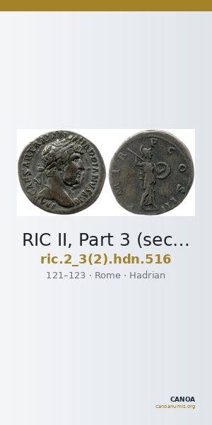 RIC II, Part 3 (second edition) Hadrian 516 — CANOA