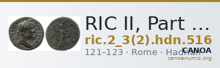 RIC II, Part 3 (second edition) Hadrian 516 — CANOA