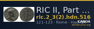 RIC II, Part 3 (second edition) Hadrian 516 — CANOA