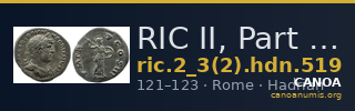 RIC II, Part 3 (second edition) Hadrian 519 — CANOA