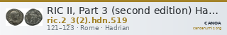 RIC II, Part 3 (second edition) Hadrian 519 — CANOA