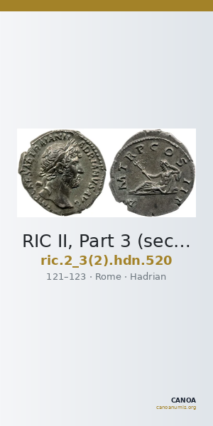 RIC II, Part 3 (second edition) Hadrian 520 — CANOA