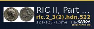 RIC II, Part 3 (second edition) Hadrian 522 — CANOA