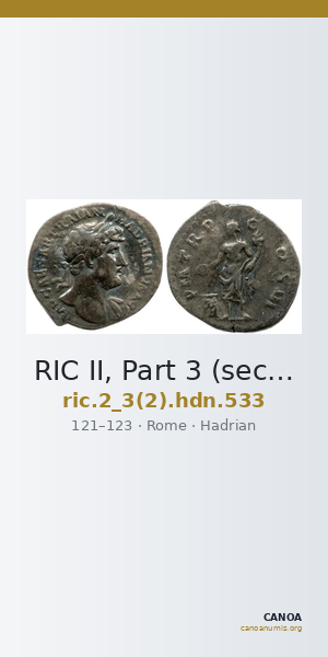 RIC II, Part 3 (second edition) Hadrian 533 — CANOA