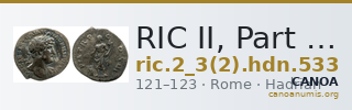 RIC II, Part 3 (second edition) Hadrian 533 — CANOA
