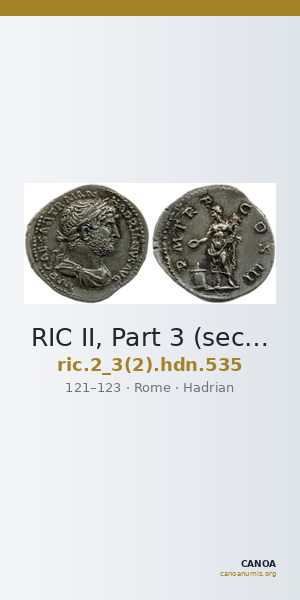 RIC II, Part 3 (second edition) Hadrian 535 — CANOA