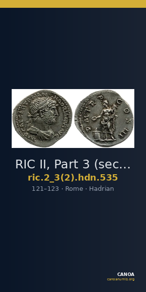 RIC II, Part 3 (second edition) Hadrian 535 — CANOA