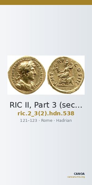 RIC II, Part 3 (second edition) Hadrian 538 — CANOA