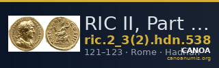RIC II, Part 3 (second edition) Hadrian 538 — CANOA