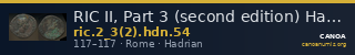 RIC II, Part 3 (second edition) Hadrian 54 — CANOA