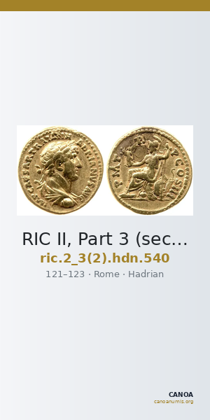 RIC II, Part 3 (second edition) Hadrian 540 — CANOA