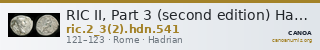 RIC II, Part 3 (second edition) Hadrian 541 — CANOA