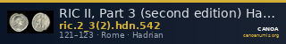 RIC II, Part 3 (second edition) Hadrian 542 — CANOA