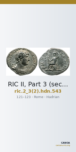 RIC II, Part 3 (second edition) Hadrian 543 — CANOA