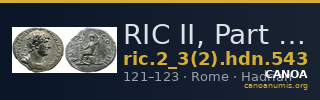 RIC II, Part 3 (second edition) Hadrian 543 — CANOA