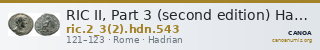 RIC II, Part 3 (second edition) Hadrian 543 — CANOA