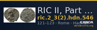 RIC II, Part 3 (second edition) Hadrian 546 — CANOA