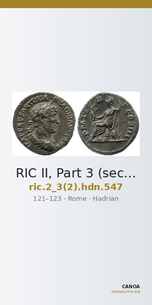 RIC II, Part 3 (second edition) Hadrian 547 — CANOA