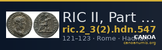 RIC II, Part 3 (second edition) Hadrian 547 — CANOA