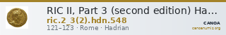 RIC II, Part 3 (second edition) Hadrian 548 — CANOA