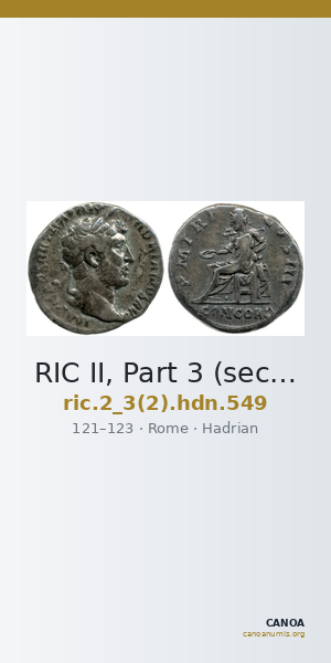 RIC II, Part 3 (second edition) Hadrian 549 — CANOA