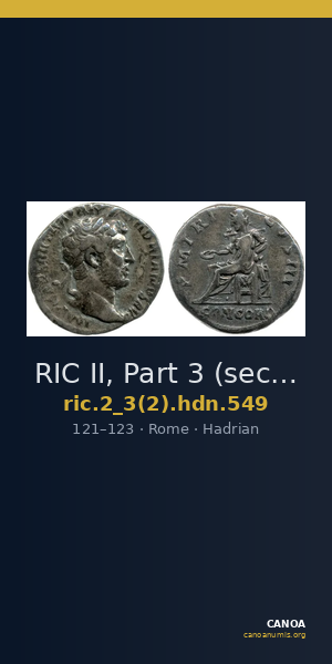 RIC II, Part 3 (second edition) Hadrian 549 — CANOA
