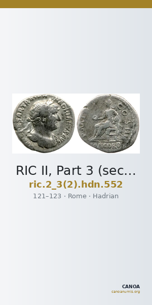RIC II, Part 3 (second edition) Hadrian 552 — CANOA