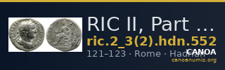 RIC II, Part 3 (second edition) Hadrian 552 — CANOA