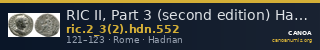 RIC II, Part 3 (second edition) Hadrian 552 — CANOA
