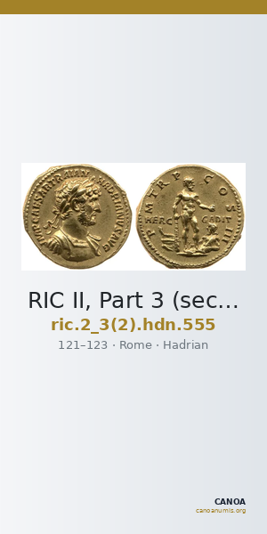 RIC II, Part 3 (second edition) Hadrian 555 — CANOA
