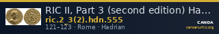 RIC II, Part 3 (second edition) Hadrian 555 — CANOA