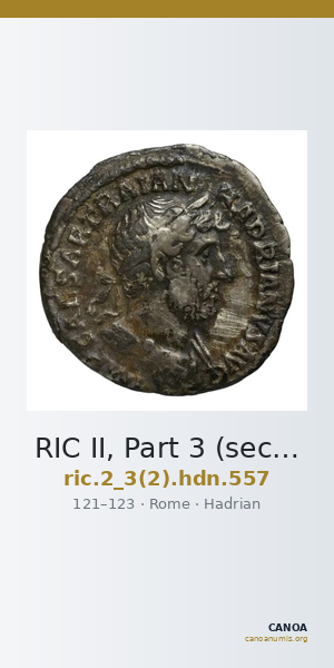 RIC II, Part 3 (second edition) Hadrian 557 — CANOA