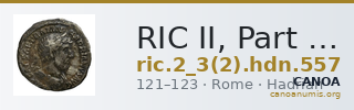 RIC II, Part 3 (second edition) Hadrian 557 — CANOA
