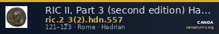 RIC II, Part 3 (second edition) Hadrian 557 — CANOA
