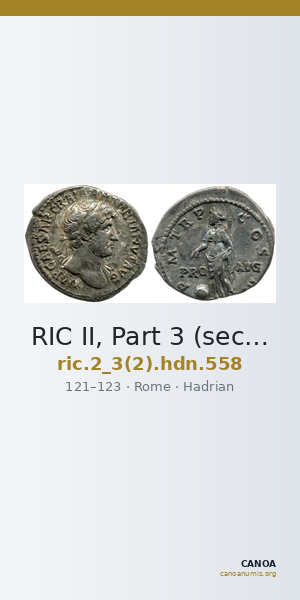 RIC II, Part 3 (second edition) Hadrian 558 — CANOA