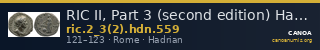 RIC II, Part 3 (second edition) Hadrian 559 — CANOA