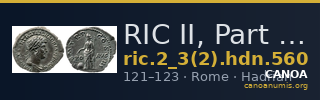 RIC II, Part 3 (second edition) Hadrian 560 — CANOA