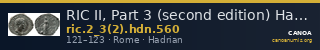 RIC II, Part 3 (second edition) Hadrian 560 — CANOA