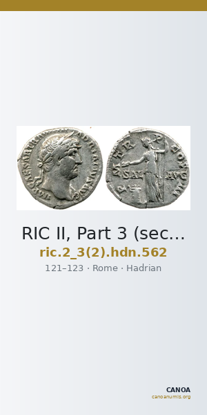RIC II, Part 3 (second edition) Hadrian 562 — CANOA