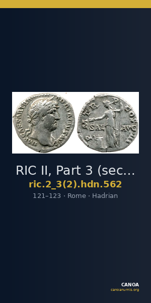 RIC II, Part 3 (second edition) Hadrian 562 — CANOA